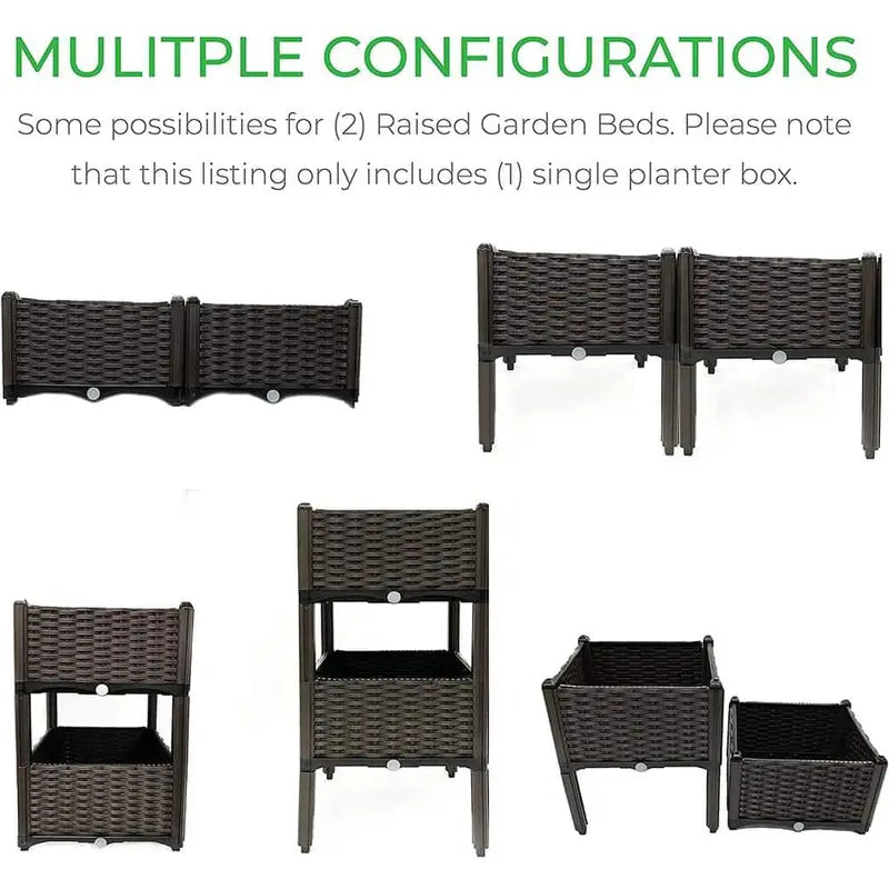 BACKYARD EXPRESSIONS PATIO · HOME · GARDEN Backyard Expressions 16 in. x 16 in. x 18 in. Resin Wicker Elevated Garden Bed 911216