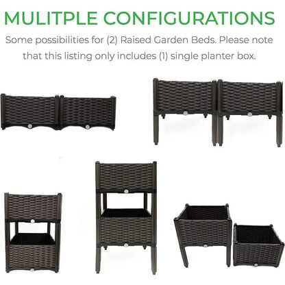 BACKYARD EXPRESSIONS PATIO · HOME · GARDEN Backyard Expressions 16 in. x 16 in. x 18 in. Resin Wicker Elevated Garden Bed 911216