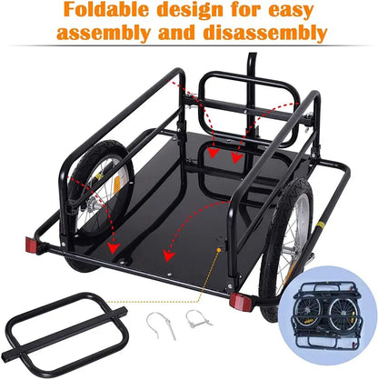 Aosom Foldable 80-Lb Capacity Bike Cargo Trailer with 16-Inch Wheels and Universal Hitch  Black