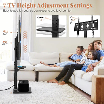Floor-Standing TV Console — Power-Integrated Stand for 3270″ Screens (Up to 110 lbs)