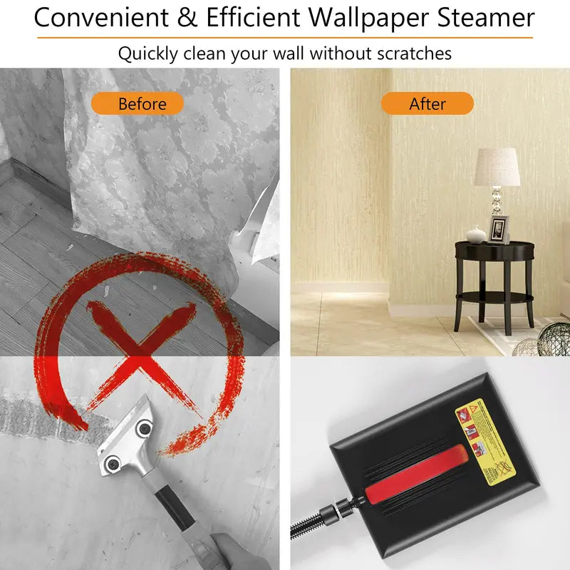 Chemical-Free Wallpaper Steamer  10-Foot Hose & Large Steam Plate for Easy Removal