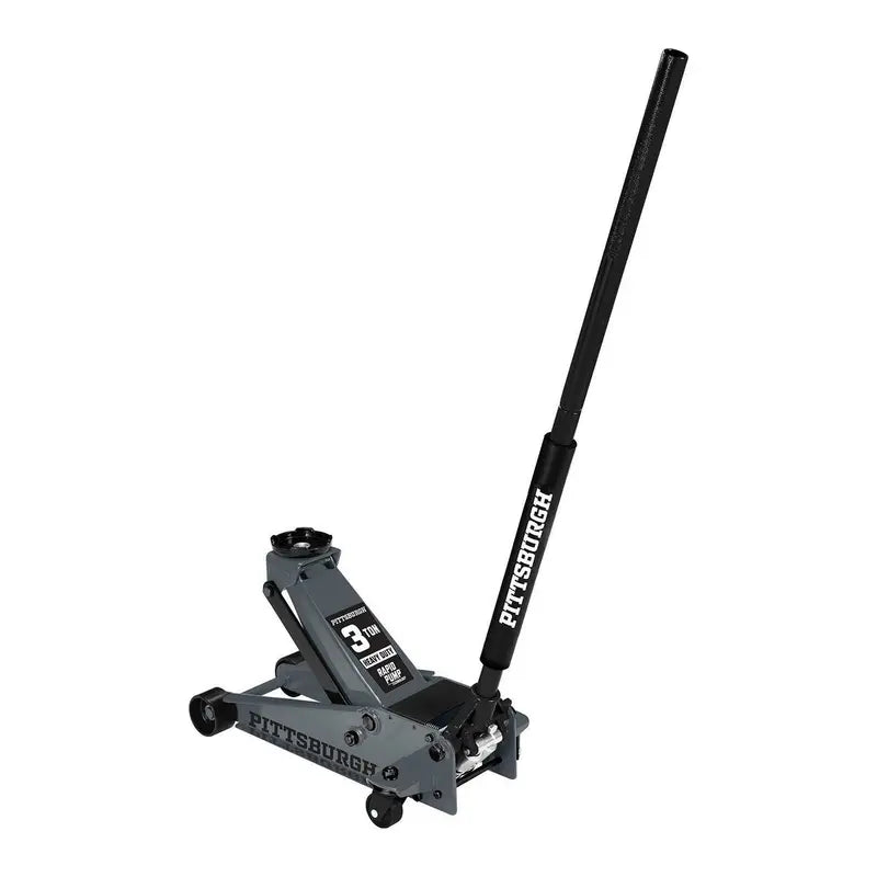 Pittsburgh 3-Ton Floor Jack  Rapid Pump Lift Mechanism, Slate Gray Finish, Professional-Grade Stability