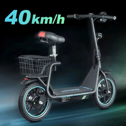 BOGIST M5 Elite Electric Scooter for Adults  500W (800W Peak) Motor, 25 MPH Top Speed, 45 KM Range, Integrated Seat & Basket, Blue