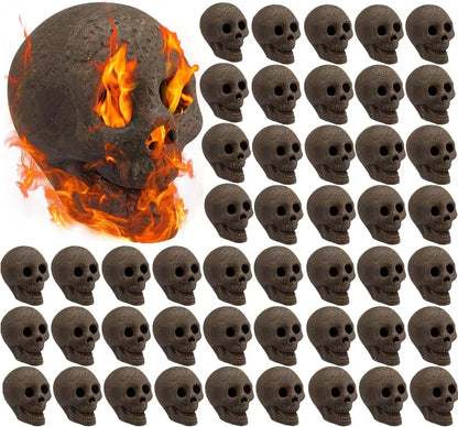 48-Piece Fire Pit Skull Set  Weatherproof Stone-Look Halloween Accents