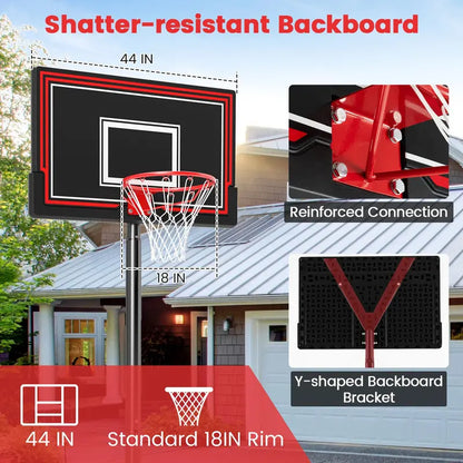 Height-Adjustable Portable Basketball Hoop  Outdoor Goal System with 44″ Shatterproof Backboard (7.510 ft range)
