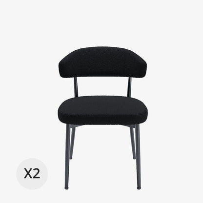 Lot de 2 chaises de salle   manger en tissu bouclette gris anthracite & m tal noir Mona