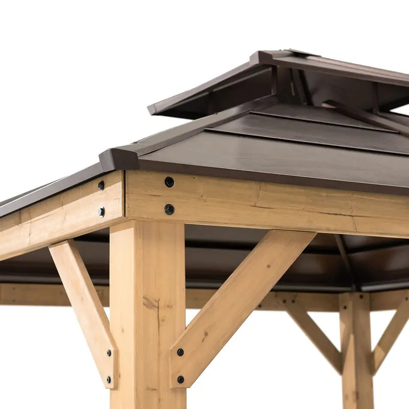 10 ft. x 10 ft. Cedar Gazebo with Steel 2-Tier Hip Roof — Hardtop Outdoor Structure