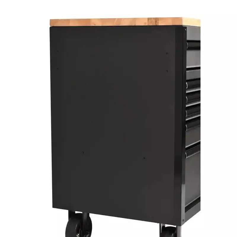 Heavy-Duty 61-Inch Mobile Workbench  15-Drawer Design with Solid Wood Top