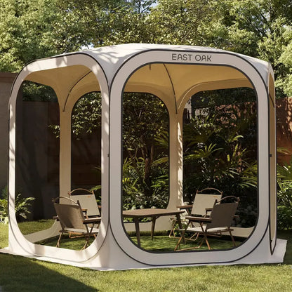EAST OAK 10×10 FT Instant Screen House  Pop-Up Portable Bug-Free Canopy with Easy Setup