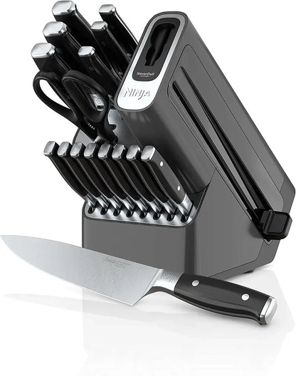 Ninja Foodi NeverDull 17-Piece Knife Block Set  Stainless Steel Knives with Built-In Sharpener