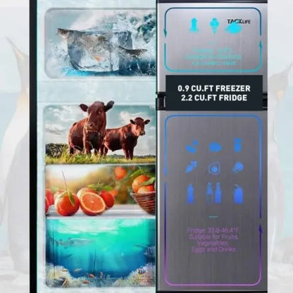 Brand Mini Fridge with Freezer, 3.1 Cu.Ft, Energy Efficient Compact Refrigerator, LED Light, 2-Door Design