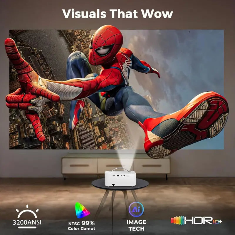 High-Performance 4K Outdoor Projector: 3200 ANSI Lumens, 50W Dolby Audio, 5000+ Apps
