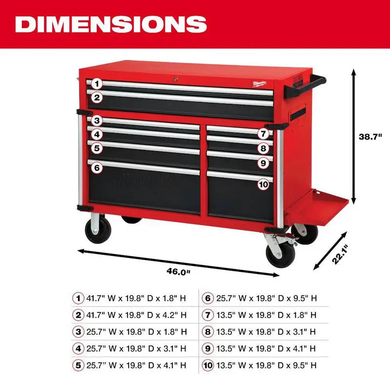 MW Professional 46″ 18-Drawer Tool Storage System  Steel Chest & Cabinet Set (48-22-8546)
