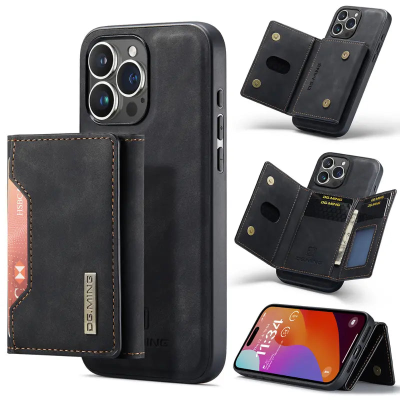 Executive Black Leather iPhone Wallet Case  Sleek, Functional & MagSafe Ready