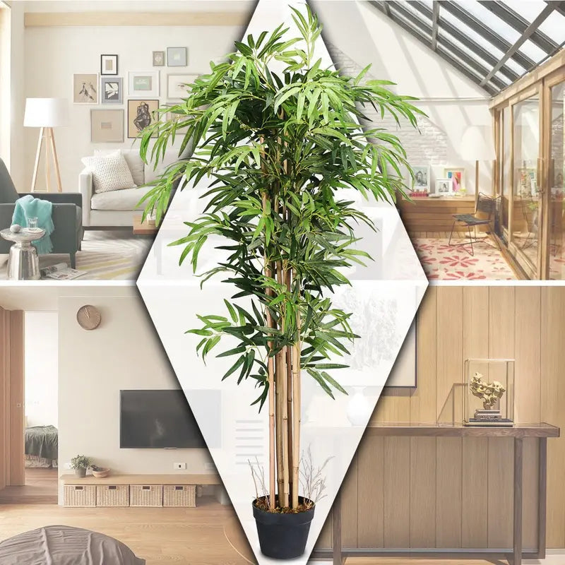 Artificial Bamboo Tree  Lifelike Fake Greenery in Nursery Pot for Indoor Decor