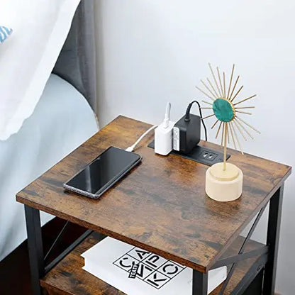 AMHANCIBLE Charging Nightstand Set  2-Piece Modern Bedside Tables with USB & Wireless Charging