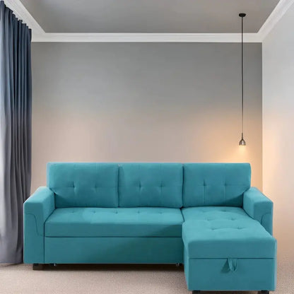 Convertible Modular Sectional Sofa  Reversible Design with Sleeper Bed & Concealed Chaise Compartment