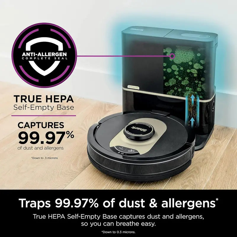 AI-Powered Robot Vacuum with LIDAR Navigation, XL Self-Empty Base (60-Day Capacity), HEPA Filtration & Pet Hair Optimization