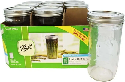 Ball Wide-Mouth Mason Jars  24 oz Glass Canning Jars with Lids, Freezer-Safe, 9-Pack