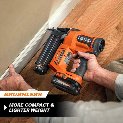 RIDGID 18V Brushless Cordless 18-Gauge 2-1/8 in. Brad Nailer w/ Brushless 16-Gauge 2-1/2 in Straight Finish Nailer (Tools Only) R09891B-R09892B