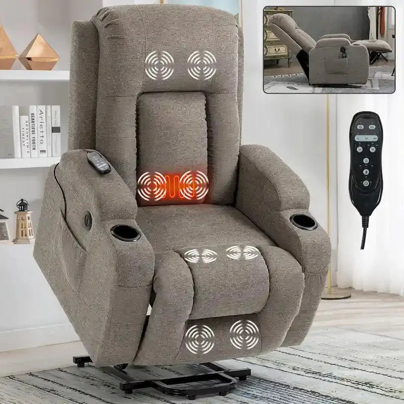 La-Z-Boy Power Lift Recliner with Single-Motor Massage, Heating, and USB Port