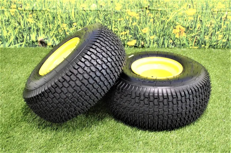 Antego Tire and Wheel (Set of 2) 20×8.00-8 John Deere Yellow Tires and Wheels 4 Ply for Lawn and Garden Mower Turf Tires