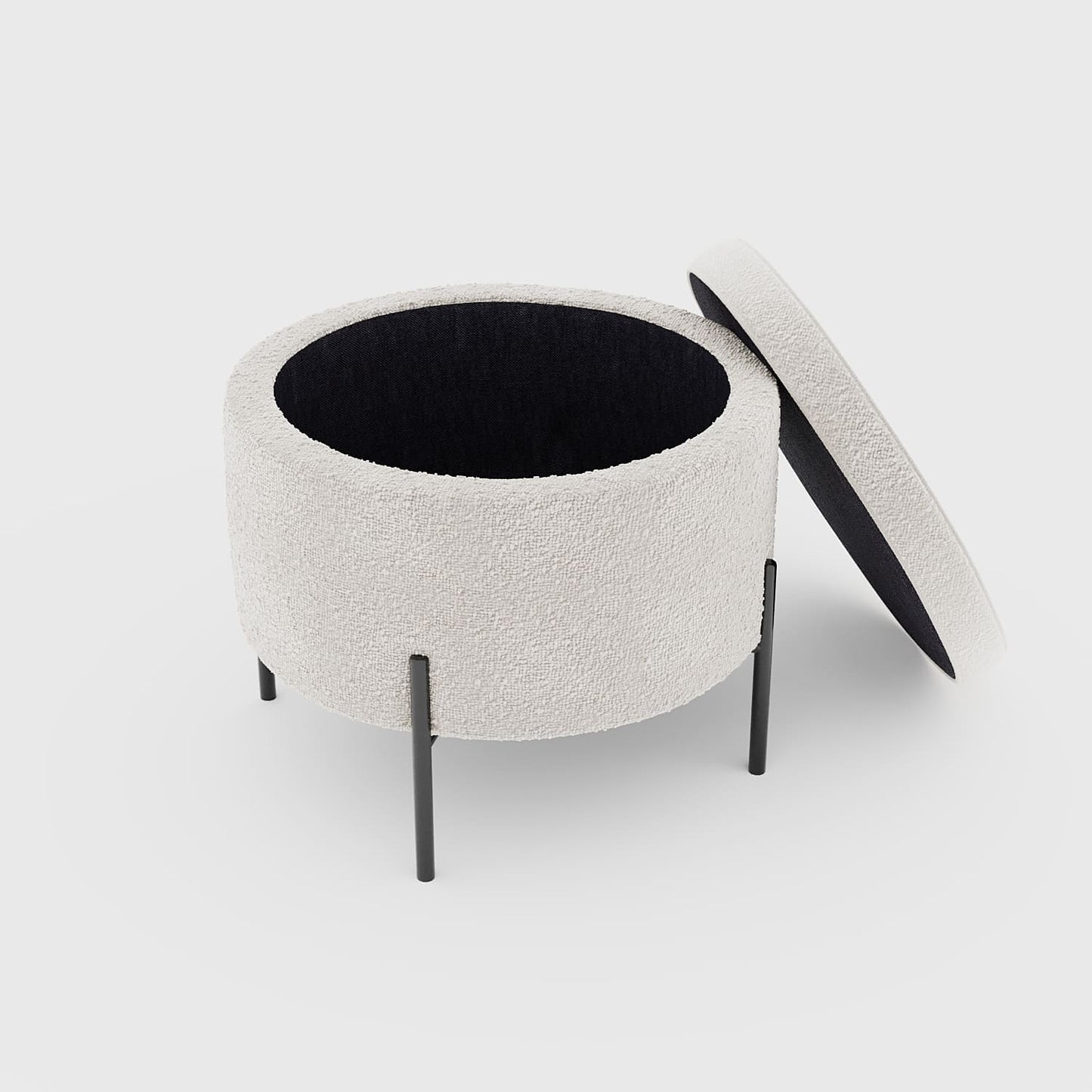 Angelo   Pouf coffre en tissu bouclette cr me