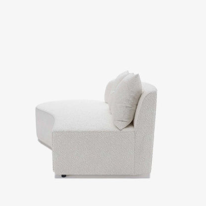 Canap  sectionnel incurv  3-4 places en tissu boucl  blanc Alba