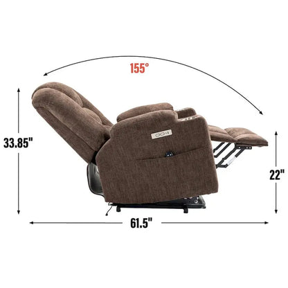 Electric Power Lift Recliner with Massage, Heat, USB-C Ports, and Dual Steel Cup Holders