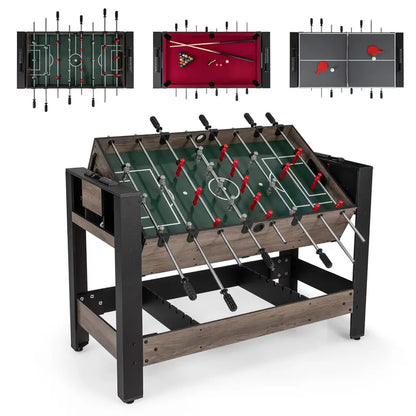 Swivel 3-in-1 Game Table Featuring Foosball, Pool, and Table Tennis Surfaces