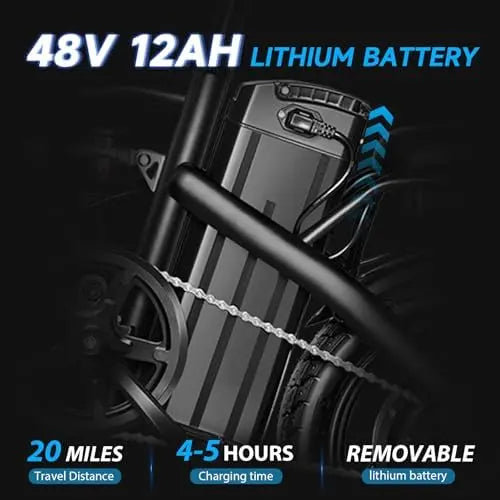 Folding Electric Bike for Adults  20MPH Commuting Ebike with Removable Battery & High Brushless Motor