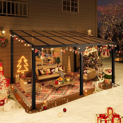 10′ x 14′ Outdoor Gazebo — Sloped Roof Pergola Style with Wall-Mounted Options for Patio or Deck