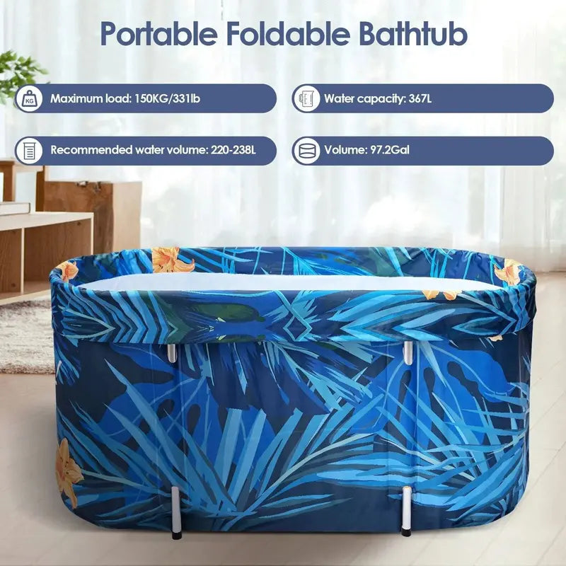De-Stress Portable Folding Soaking Tub — Extra-Large Adult Bathtub for At-Home Hydrotherapy