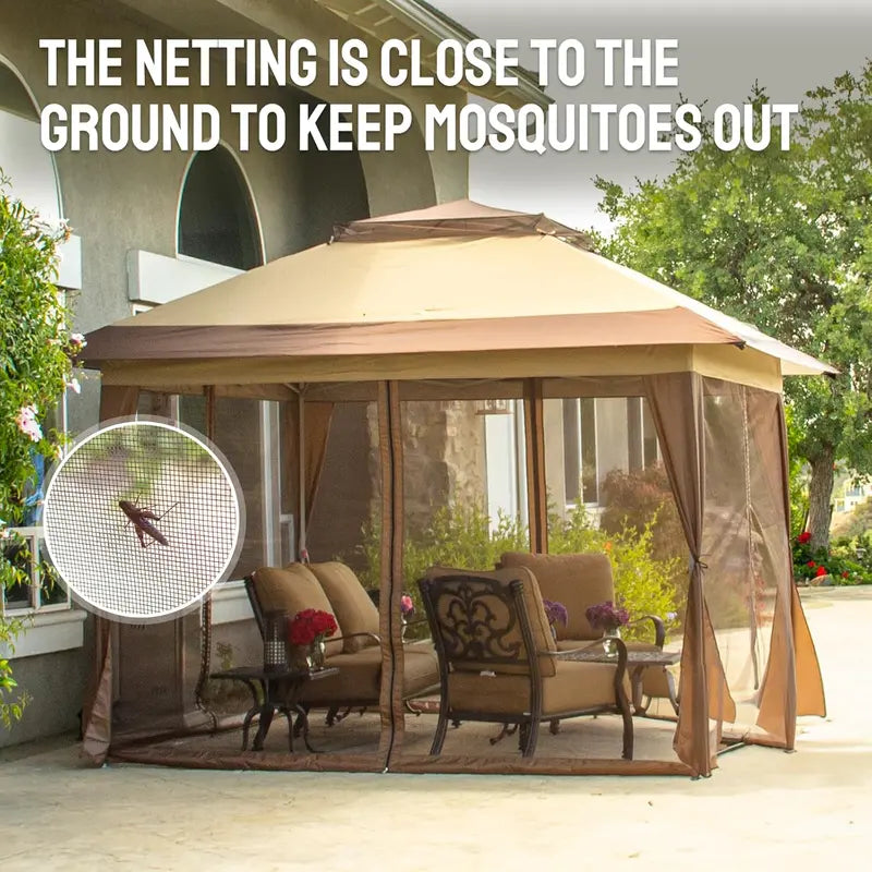 CROWN SHADES 13’×13′ Pop-Up Gazebo  Instant-Setup Outdoor Canopy with Wheeled STO-N-Go Carry Bag, White Portable Shade Structure