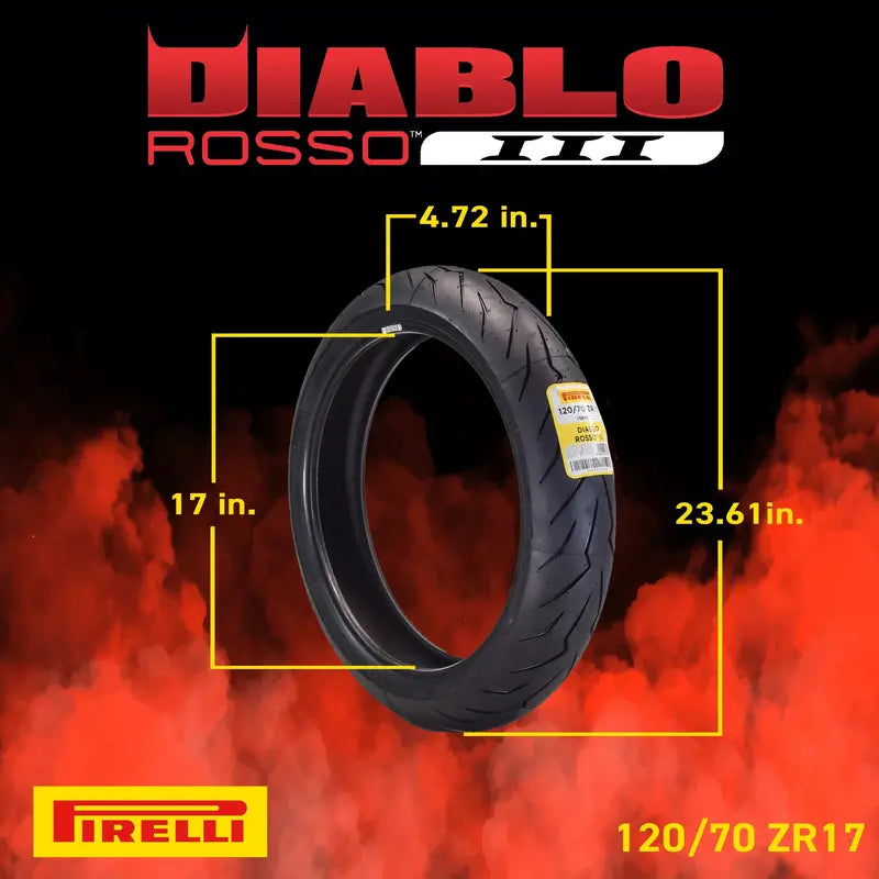 Pirelli Diablo Rosso III Dual-Tire Set: 120/70ZR17 Front & 240/45ZR17 Rear Motorcycle Tires with Bonus Keychain