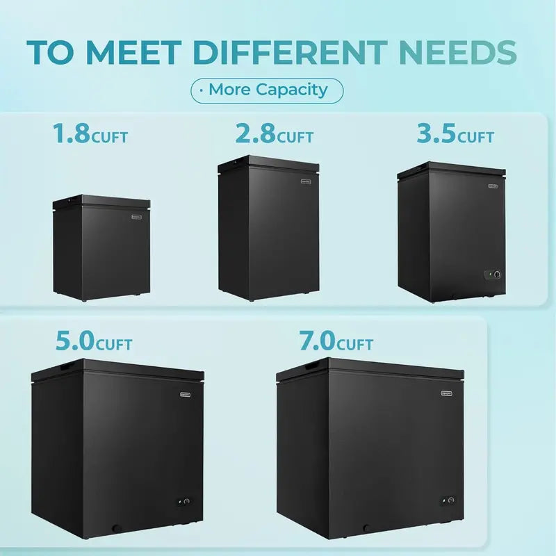EUHOMY 3.5 Cu. Ft Chest Freezer — Compact Deep Freezer with Removable Basket, 7-Level Thermostat, Energy-Efficient Design