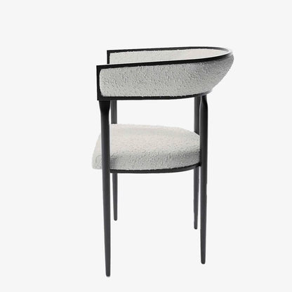 Chaise de salle   manger design dossier arrondi bouclette blanche Aurore