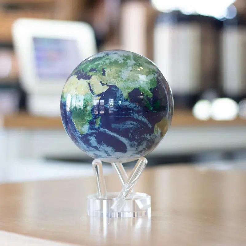 MOVA 4.5″ Light-Powered Self-Rotating Globe  Earth Model with Animated Clouds