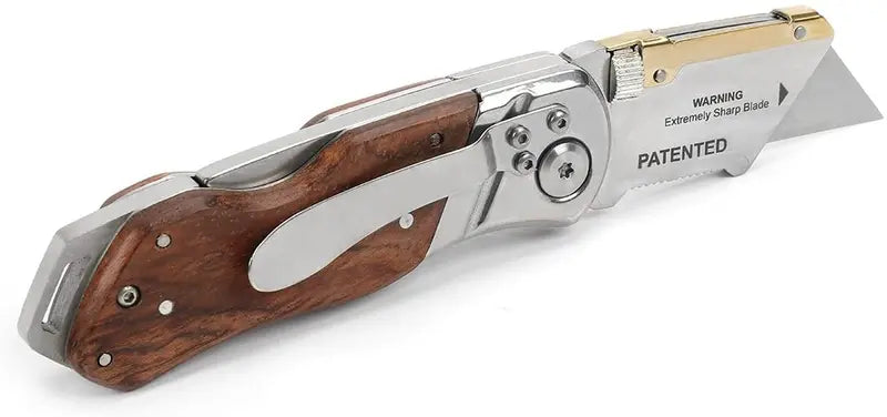 WORKPRO Heavy-Duty Folding Utility Knife with Wood Handle