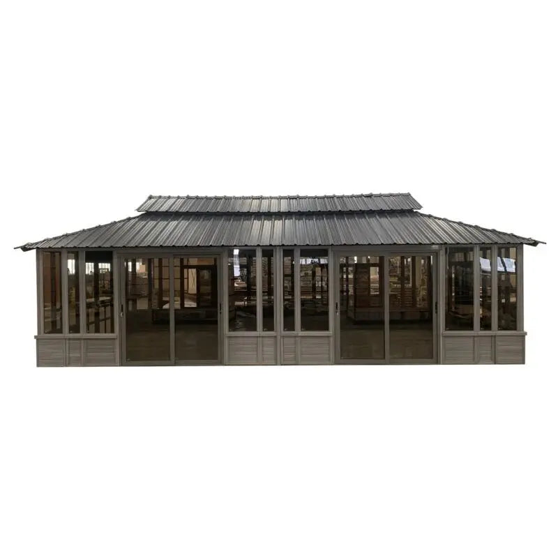 26 ft W × 15.5 ft D Solid Wood Patio Gazebo  Rustic Outdoor Garden Structure