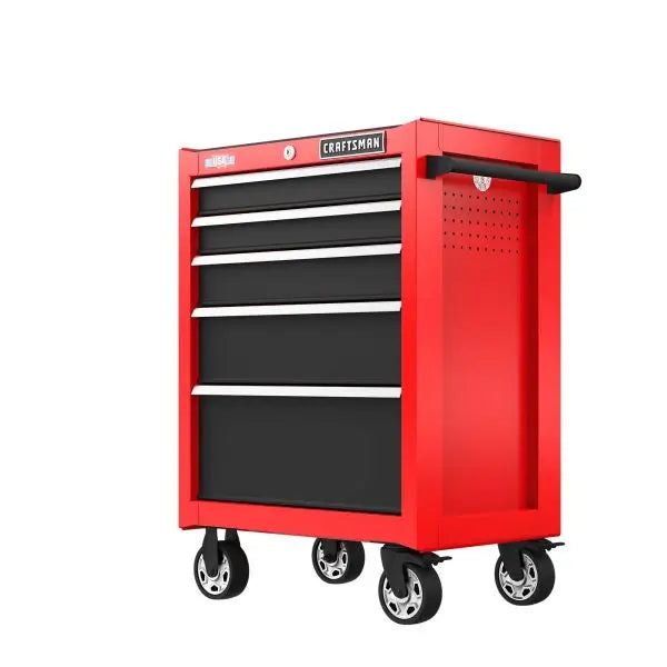 5-Drawer Red Rolling Tool Cabinet  26″ W × 36.5″ H