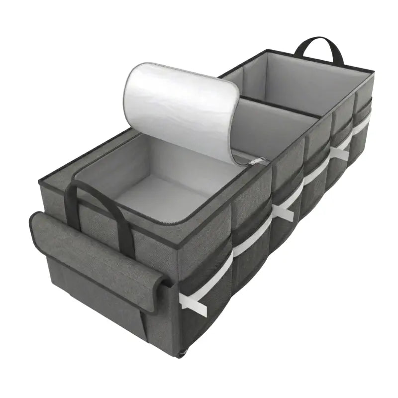 Collapsible Trunk Organizer for Cars Featuring a Leak-Proof Cooler Section