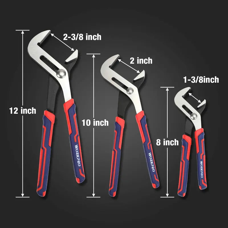 WORKPRO 3-Piece Adjustable Groove Joint Pliers Set