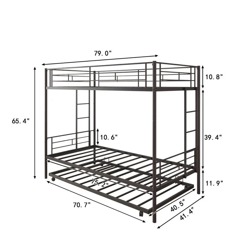 Segmart Metal Twin Bunk Beds with Trundle Bed for Kids Adults Teens