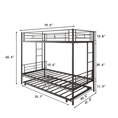 Segmart Metal Twin Bunk Beds with Trundle Bed for Kids Adults Teens