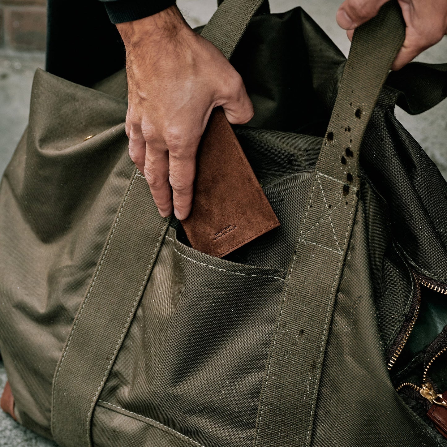 Suede Passport Wallet - Tobacco Brown