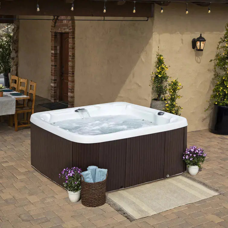 Lifesmart 7-Person Espresso Hot Tub with 65 Jets, Ozonator, and 230V Operation