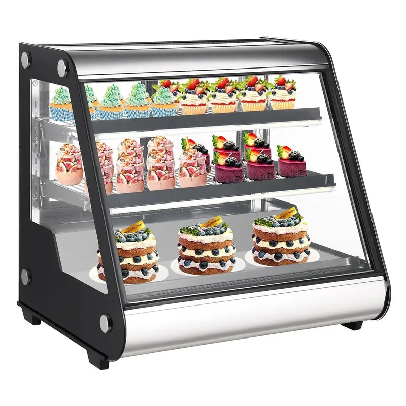 2025 Commercial Countertop Refrigerated Display Case  130L Auto-Defrost Unit with Tempered Glass & LED Lighting