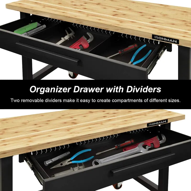 48-Inch Mobile Workbench  Heavy-Duty Rolling Workstation with Locking Casters