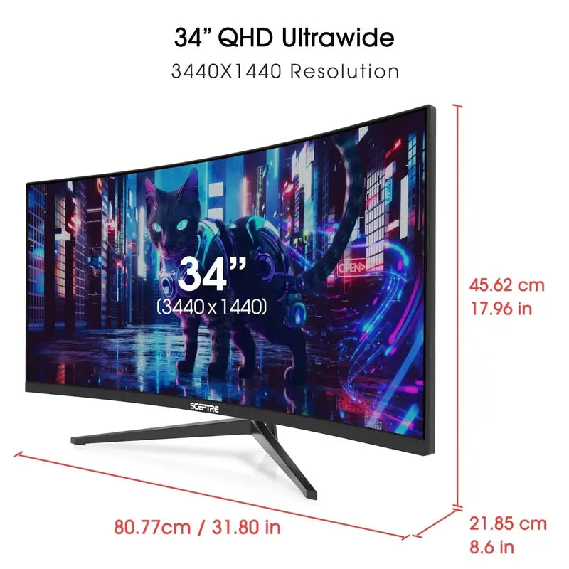 Sceptre 34-Inch Ultrawide WQHD Gaming Monitor  165Hz Refresh Rate, Curved Design